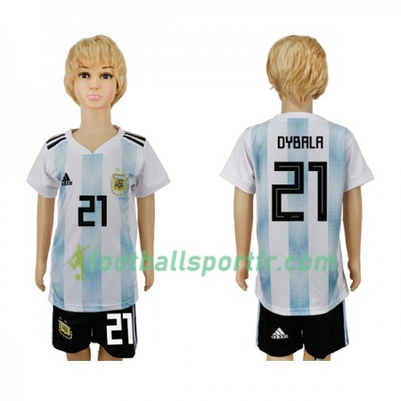 Tenue Argentine Dybala 21 Enfant Domicile Coupe du monde 2018 Maillot de Foot